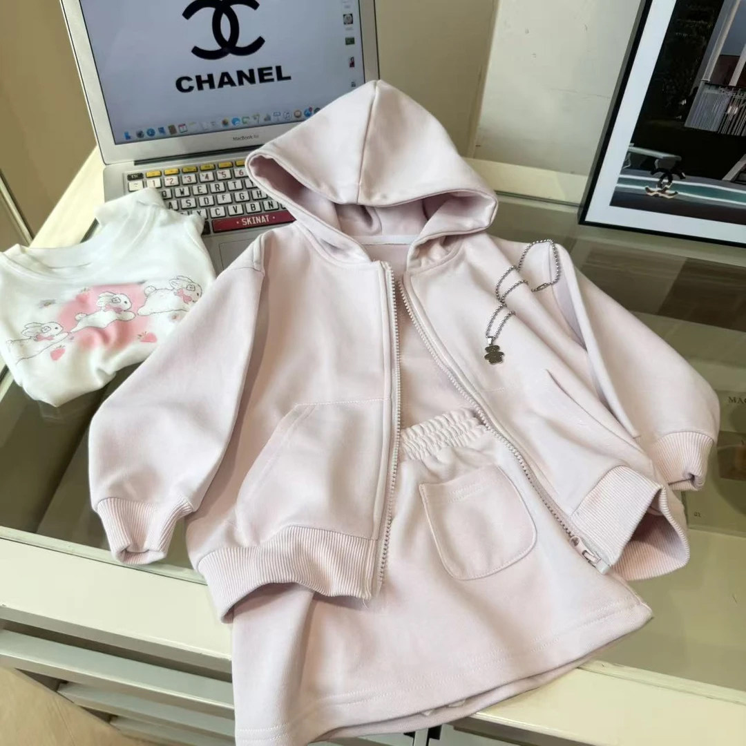 新款韩系甜妹儿女童卫衣裙套装