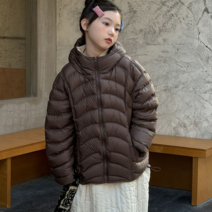 女童羽绒服2025冬款加厚连帽白鸭绒排骨羽绒服儿童防风保暖