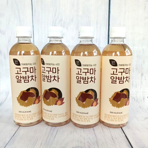 新品韩国原装进口日花茶时栗子甘薯饮料500ml植物饮料瓶装
