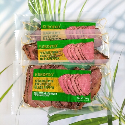 EUROFOO帕斯雀牛肉切片100g即食代餐轻食沙拉健身夹面包黑椒牛肉