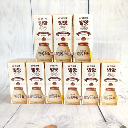 特价韩国原装进口宾格瑞板栗味牛奶饮料早餐含乳饮品200ml