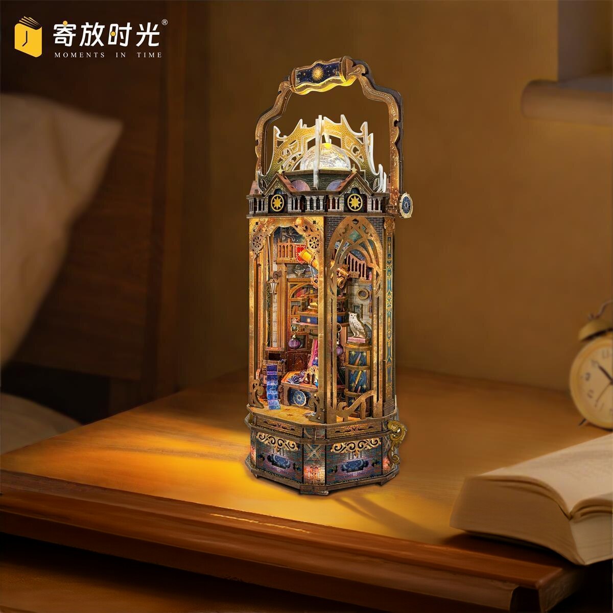 寄放时光木制拼图宫廷风发光手提箱DIY拼装玩具成人益智