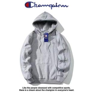 日版秋冬加绒加厚连帽卫衣男纯棉休闲双臂潮刺绣情侣宽松套衫