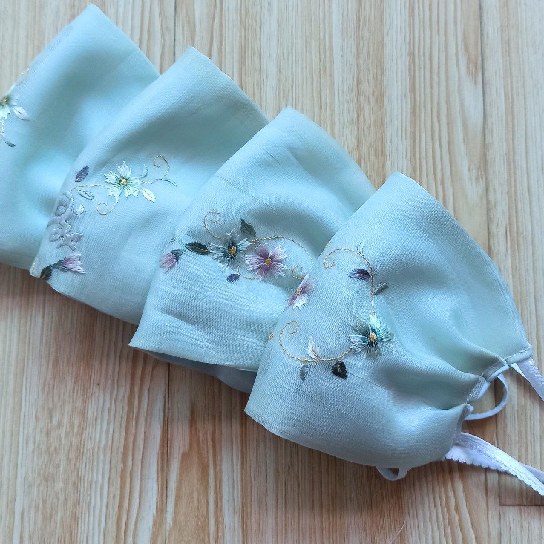 绝版售完无补桑蚕真丝手工刺绣口罩!送收纳包