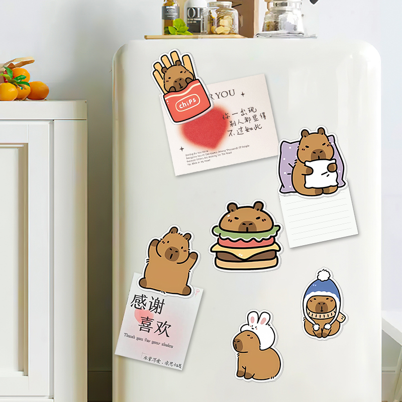 亚克力PP夹磁吸冰箱贴洞洞板备忘便签夹可爱装饰薯条卡皮巴拉汉堡