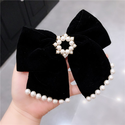 日韩高级感丝绒蝴蝶结顶夹