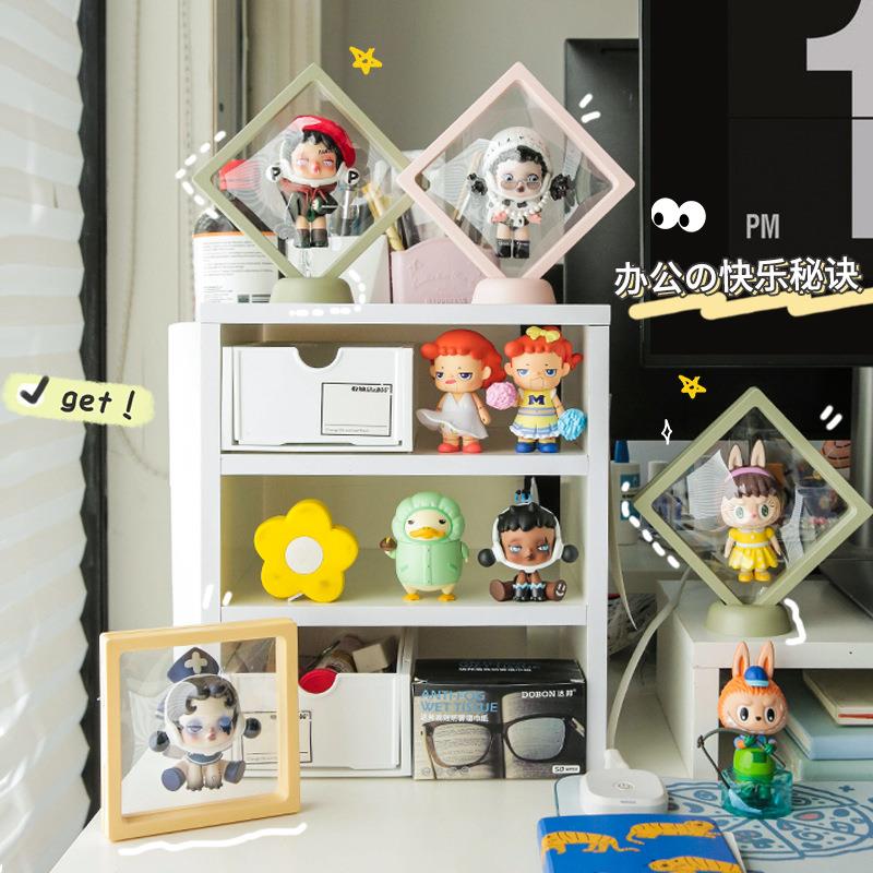 盲盒收纳盒展示架单个手办泡泡玛特立牌娃娃屋透明防尘罩萌粒收纳