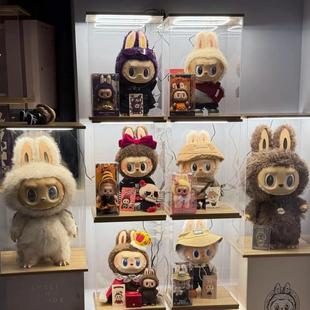 泡泡玛特亚克力Labubu拉布布收纳盒防尘带灯搪胶盲盒展示柜收纳架