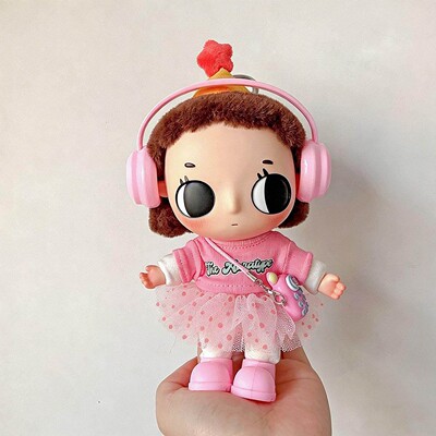 Nyota娃衣小小瞬间搪胶娃衣毛绒公仔耳机波点裙嘎子衣服15cm娃衣