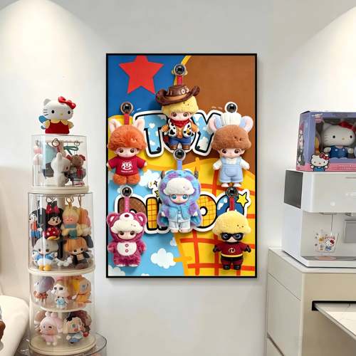 泡泡玛特展示盒子dimoo皮克斯搪胶收纳盲盒展示架墙上装饰画挂画