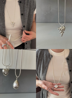ins风简约项链爱心肌理超长抽拉式新品毛衣链叠戴颈链锁骨链