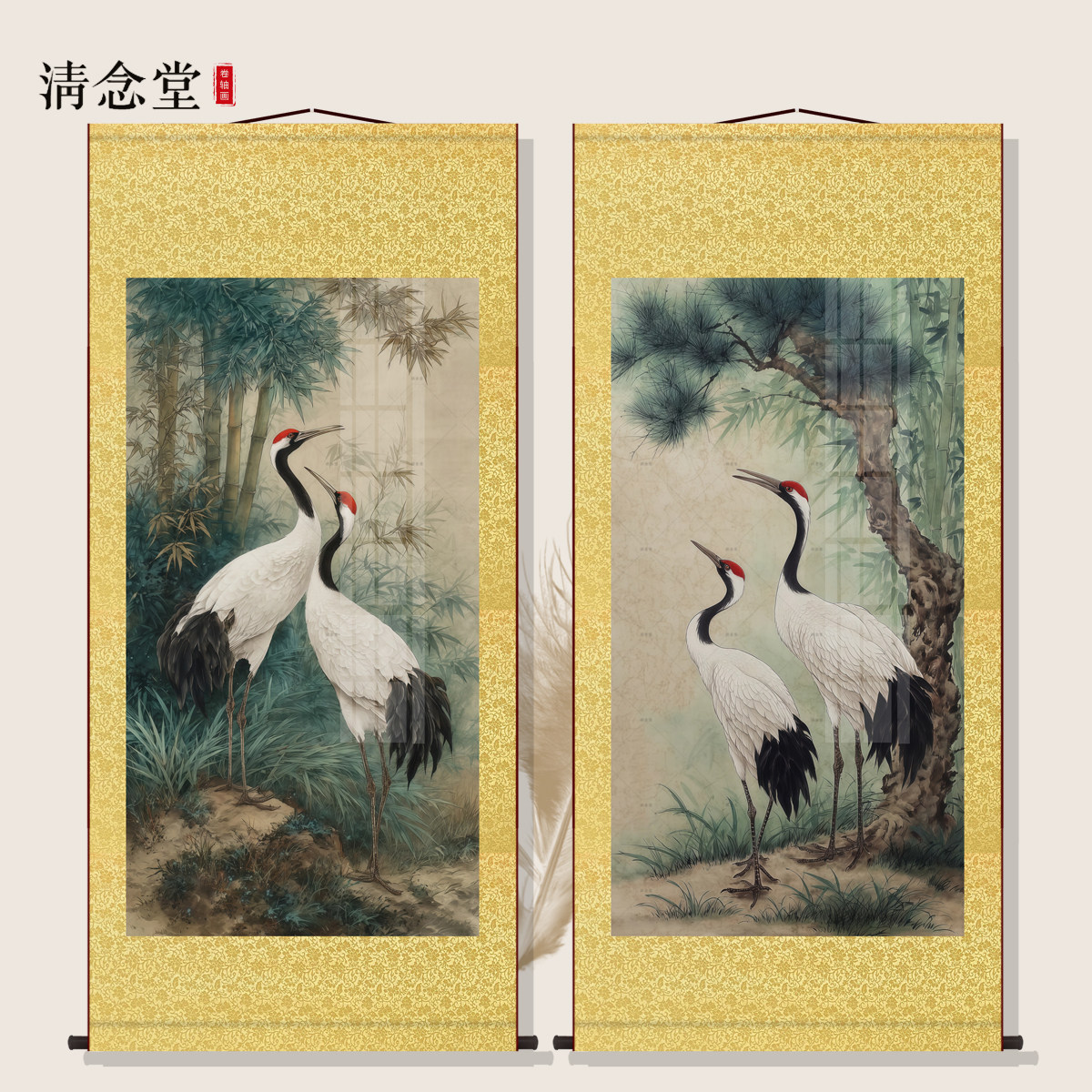 松鹤延年挂画中堂画客厅农村堂屋山水装饰画松鹤呈祥延年卷轴挂画,家居饰品,国画,淘宝优惠券,粉丝福利购,淘宝优惠卷