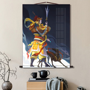 二郎神杨戬画像挂画二郎真君神像摆件客厅镇宅招财风水供奉高清