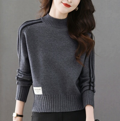 春秋半高领高腰内搭针织打底衫