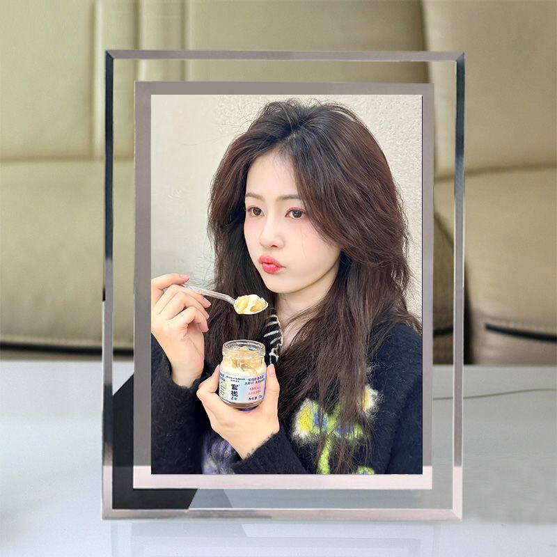 白鹿周边明星水晶玻璃相框照片定制diy摆台摆件桌面生日礼物