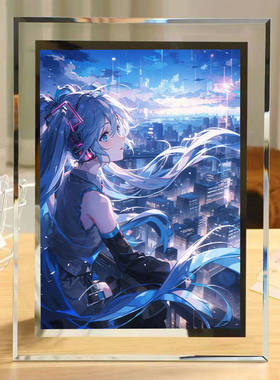 初音未来周边水晶玻璃相框摆台桌