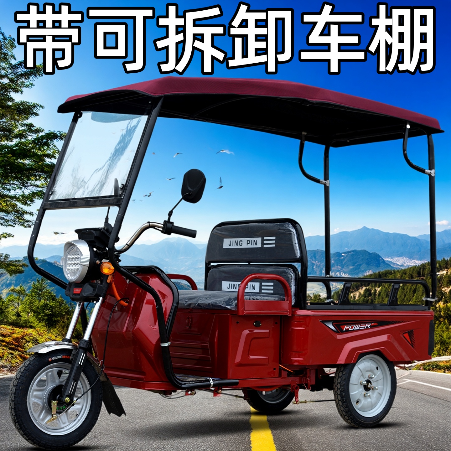 电动三轮车家用小型老人女士代步带雨棚拉货电三轮电瓶车接送孩子