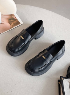 芭迪曼2024早春款英伦风乐福鞋真皮小皮鞋女96410