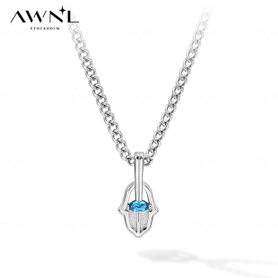 AWNL托帕石哈姆萨祈福小手印项链男款 生日礼物送男友