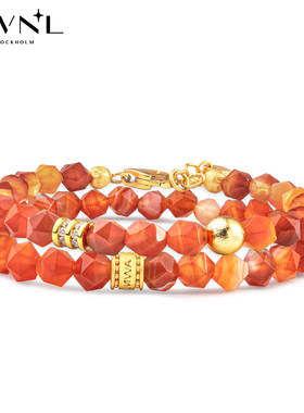 AWNL北欧M陨石幸运之轮橙红玛瑙手链女小众轻奢双层手串送女友