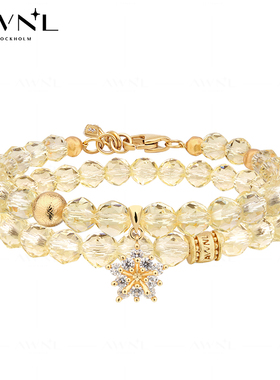 AWNL伊能静同款北欧M陨石许愿雪花黄水晶手链女款轻奢礼物送女友