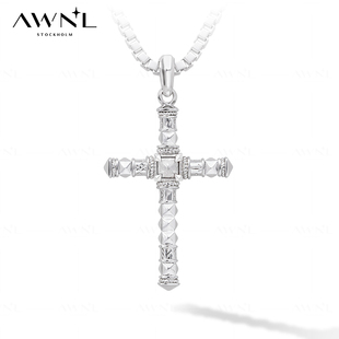 AWNL北欧M陨石星际穿越十字架项链男款 潮酷小众生日礼物送礼