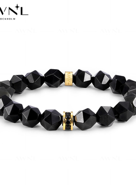 AWNL如意转轮黑曜石五行补水手链