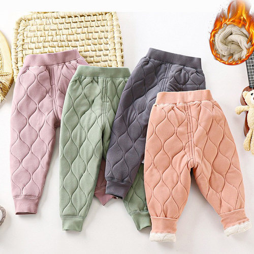 三层夹棉秋冬内胆童裤