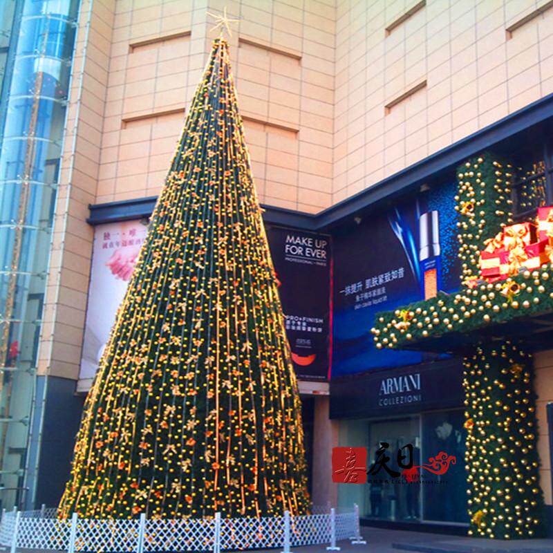 大型圣诞树美陈布景圣诞节庆布置LED灯装饰10米11米12米13米定做