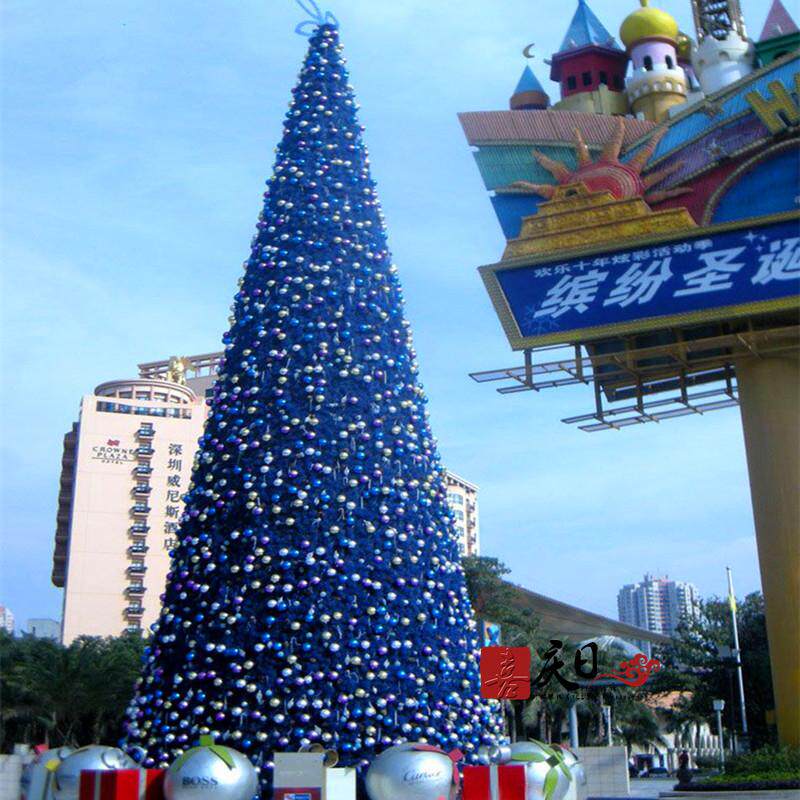 大型圣诞树 加密5米6米7米8米9米10m圣诞树套餐蓝色圣诞装饰LED灯