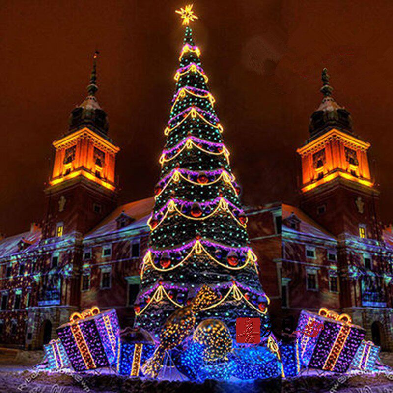 塔型圣诞树3-20米大型框架圣诞树套餐LED彩灯装饰场景布置钢架树