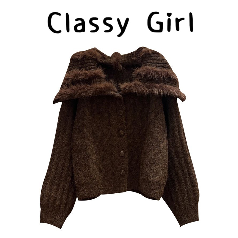 秋冬美拉德复古加厚显瘦针织上衣