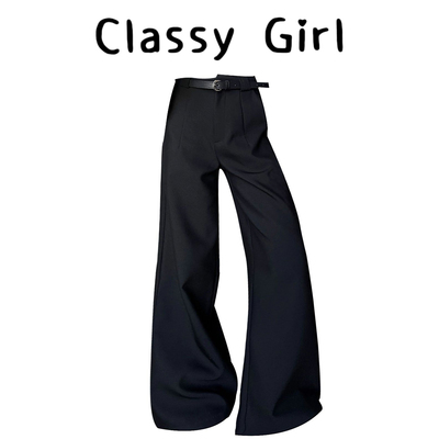 黑色韩版直筒西装阔腿裤女