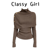 Classy 上衣两件套 女春修身 girl 韩系浅咖色高级感斗篷打底针织衫