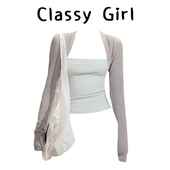 Classy 五色松弛感上衣 早春新款 girl 韩系撞色坎肩抹胸假两件长袖