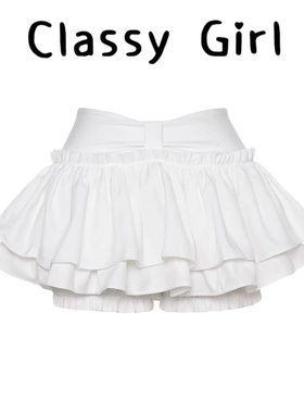 芭蕾风白色半身裙女早秋新款纯欲辣妹蓬蓬蛋糕裙小个子a字超短裙