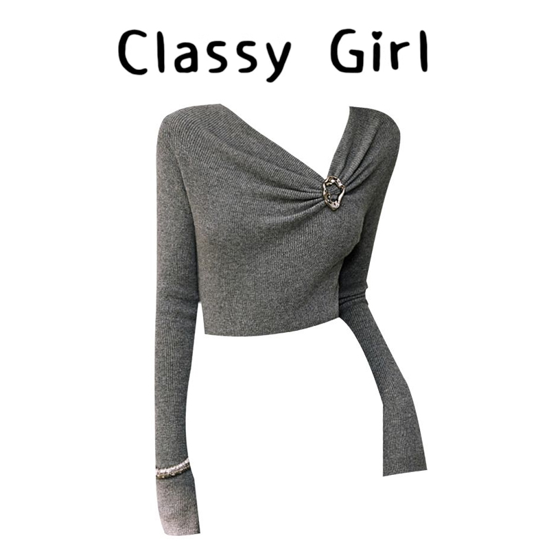 秋冬设计感显瘦气质针织衫上衣