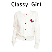 2026春超好看本命年圆领彩扣小马针织开衫 Classy girl 毛衣女外套