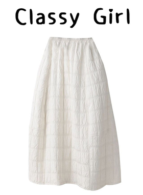 Classy girl ‘云絮绗迹’双绗缝格纹面料冬季厚款夹棉A字半裙