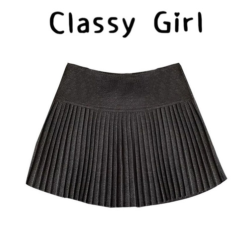 秋冬新款高腰显瘦百褶a字半身裙