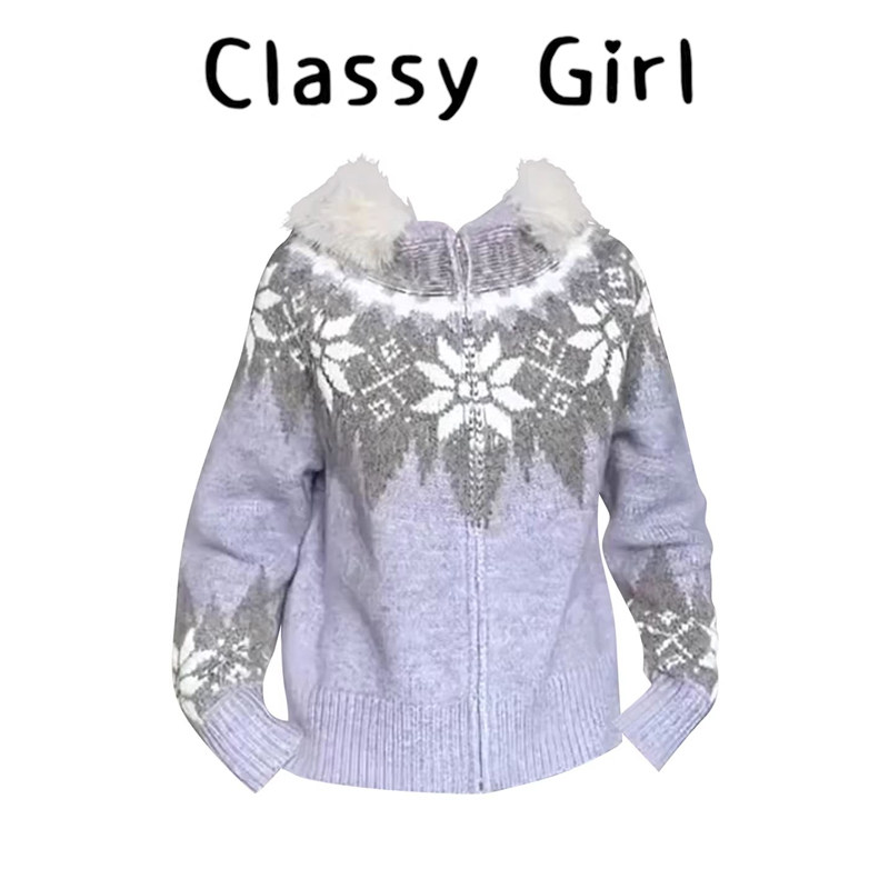 紫色费尔岛双拉链连帽毛衣开衫女秋冬季加厚宽松慵懒复古毛领外套,女装/女士精品,常规大码外套,淘宝优惠券,粉丝福利购,淘宝优惠卷