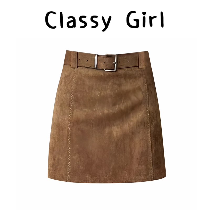 早秋美拉德复古辣妹风高腰半身裙