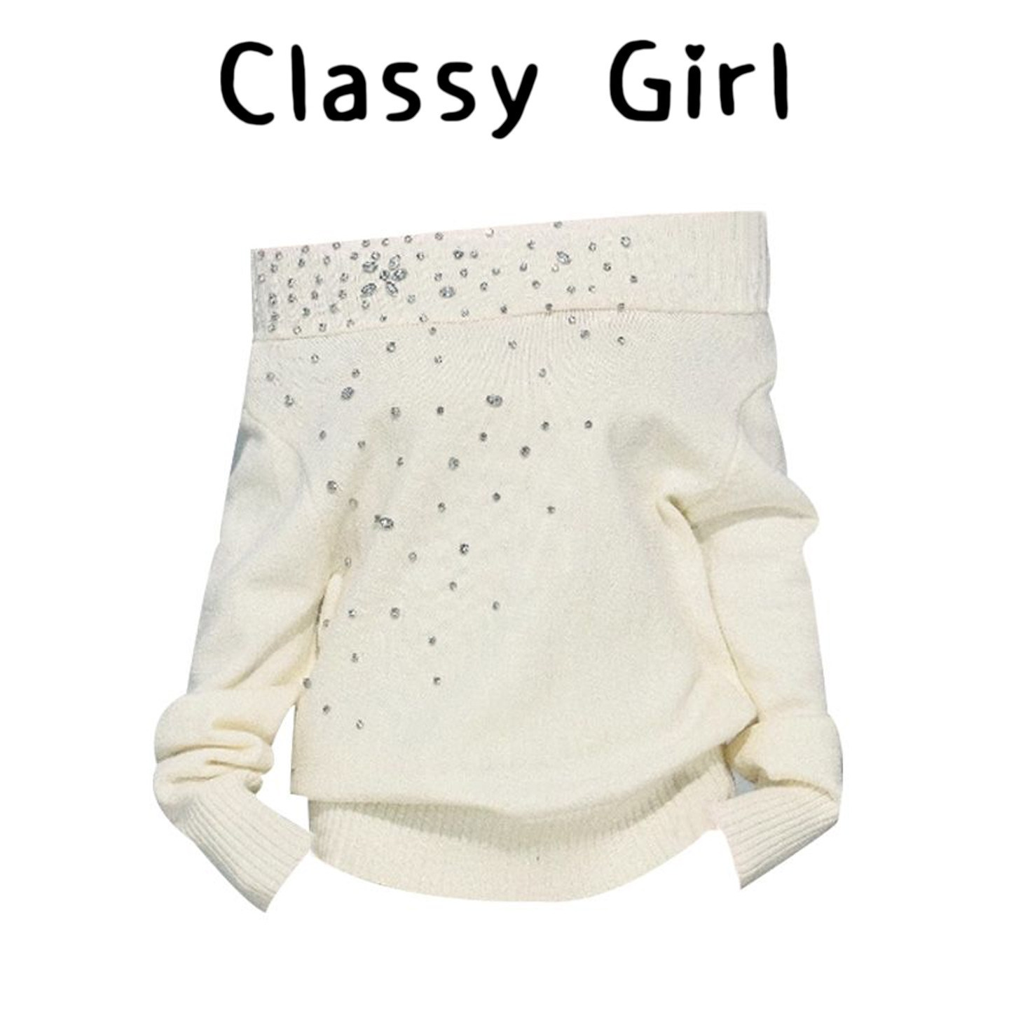 秋冬高级感显瘦气质一字肩毛衣