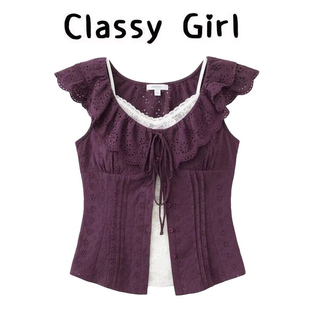 显瘦小飞袖 法式 上衣 穿搭荷叶边衬衣修身 女初夏季 复古紫色短袖 衬衫