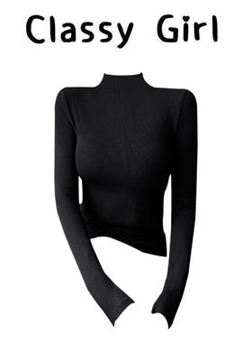 半高领打底衫女2025新款秋季针织内搭长袖中领洋气修身黑色上衣