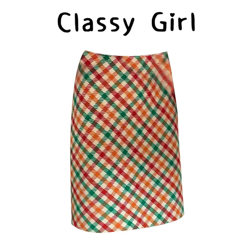 Classy girl '利兹新贵'm*u系设计感!新年彩虹格纹羊毛毛呢半身裙,女装/女士精品,大码半身裙,淘宝优惠券,粉丝福利购,淘宝优惠卷