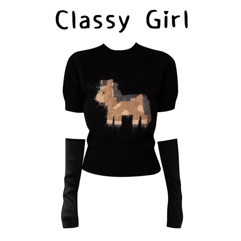 Classy girl 圆领短袖袖套新年小马毛感针织衫女秋冬高级感毛衣,女装/女士精品,大码内搭,淘宝优惠券,粉丝福利购,淘宝优惠卷