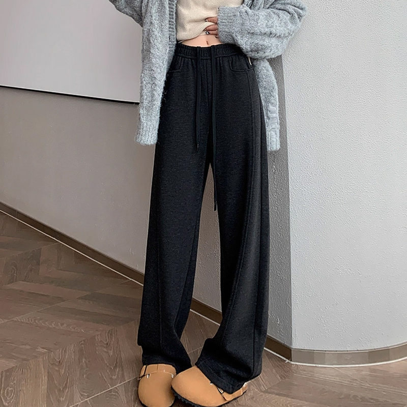 秋冬显瘦设计感窄版加厚阔腿裤子