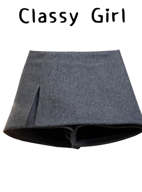 灰色毛呢半身裙女春季季新款辣妹小个子a字高腰显瘦包臀短裙裤子