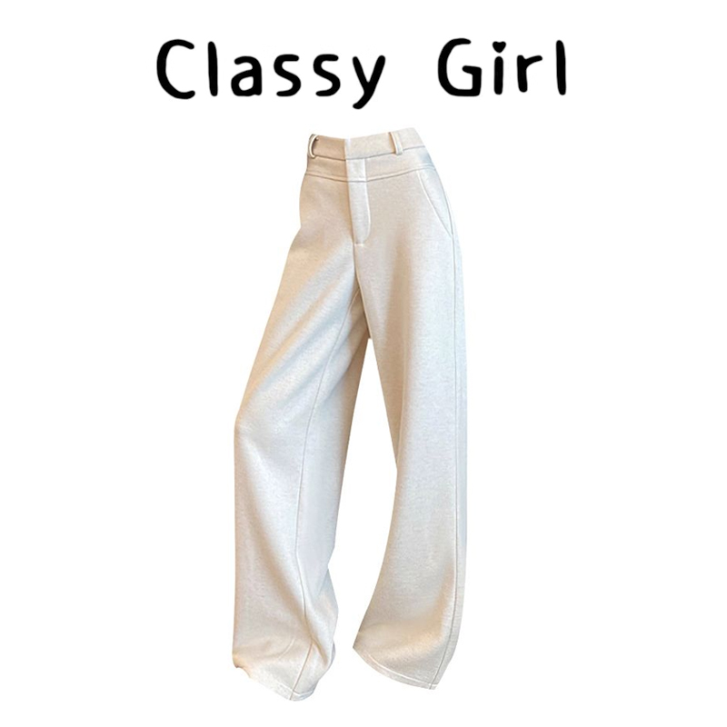 秋冬高腰气质窄版直筒西装裤子